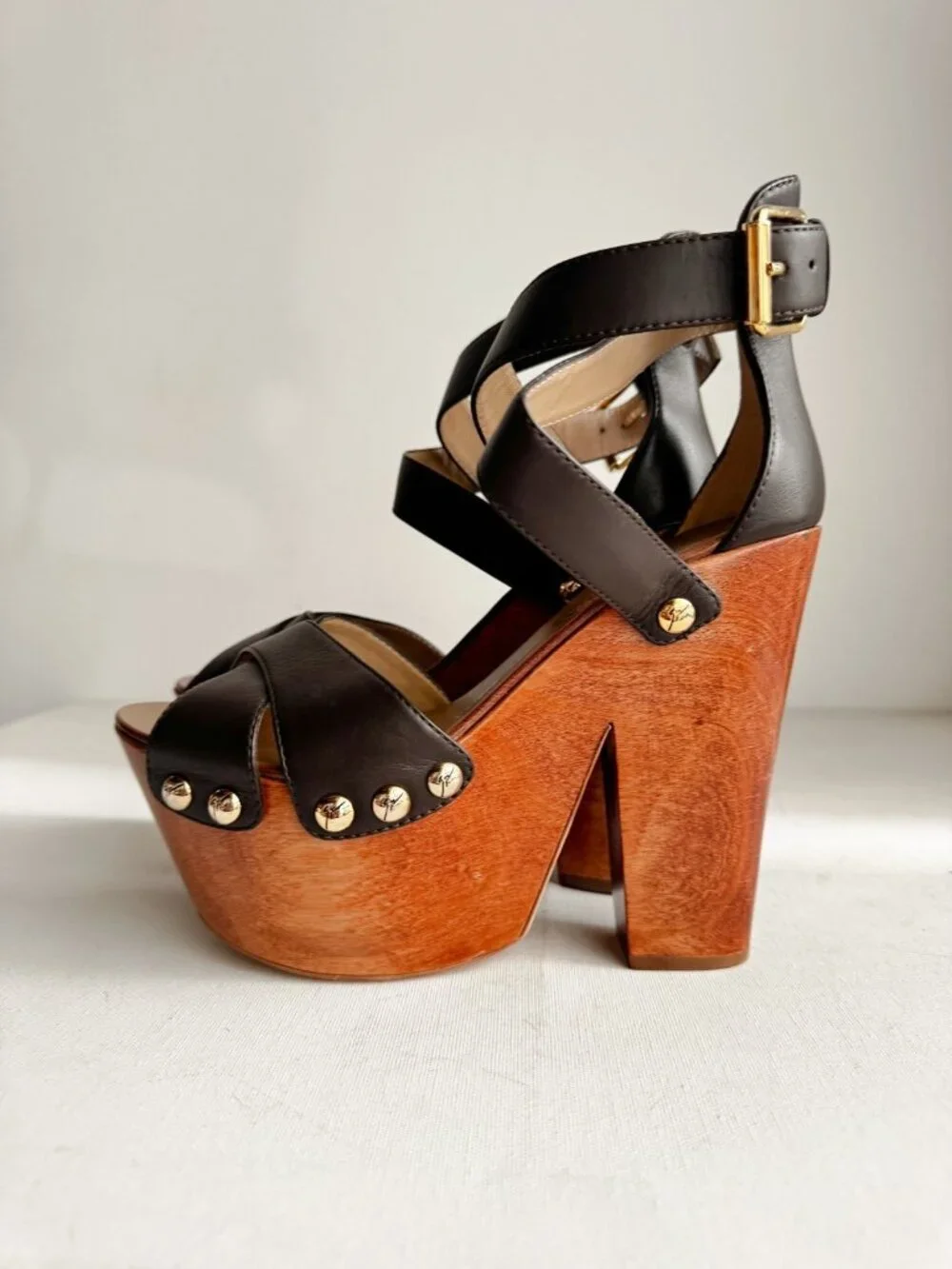 Giuseppe Zanotti High Platform Clog Heels Chocolate Brown Leather 39 - Picture 6 of 13